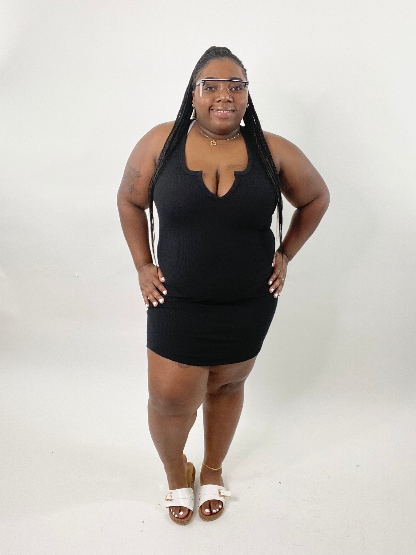 Split Neck Mini T-Shirt Dress