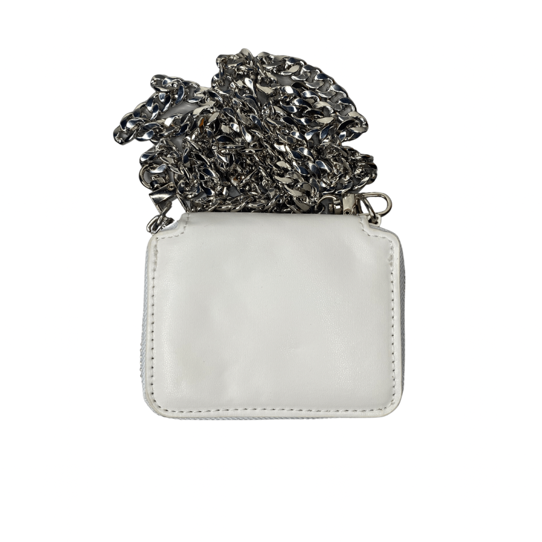 Chainy PU leather crossbody bag with detachable silver chain strap