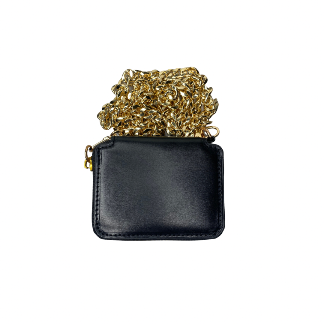 Chainy PU leather crossbody bag with detachable silver chain strap
