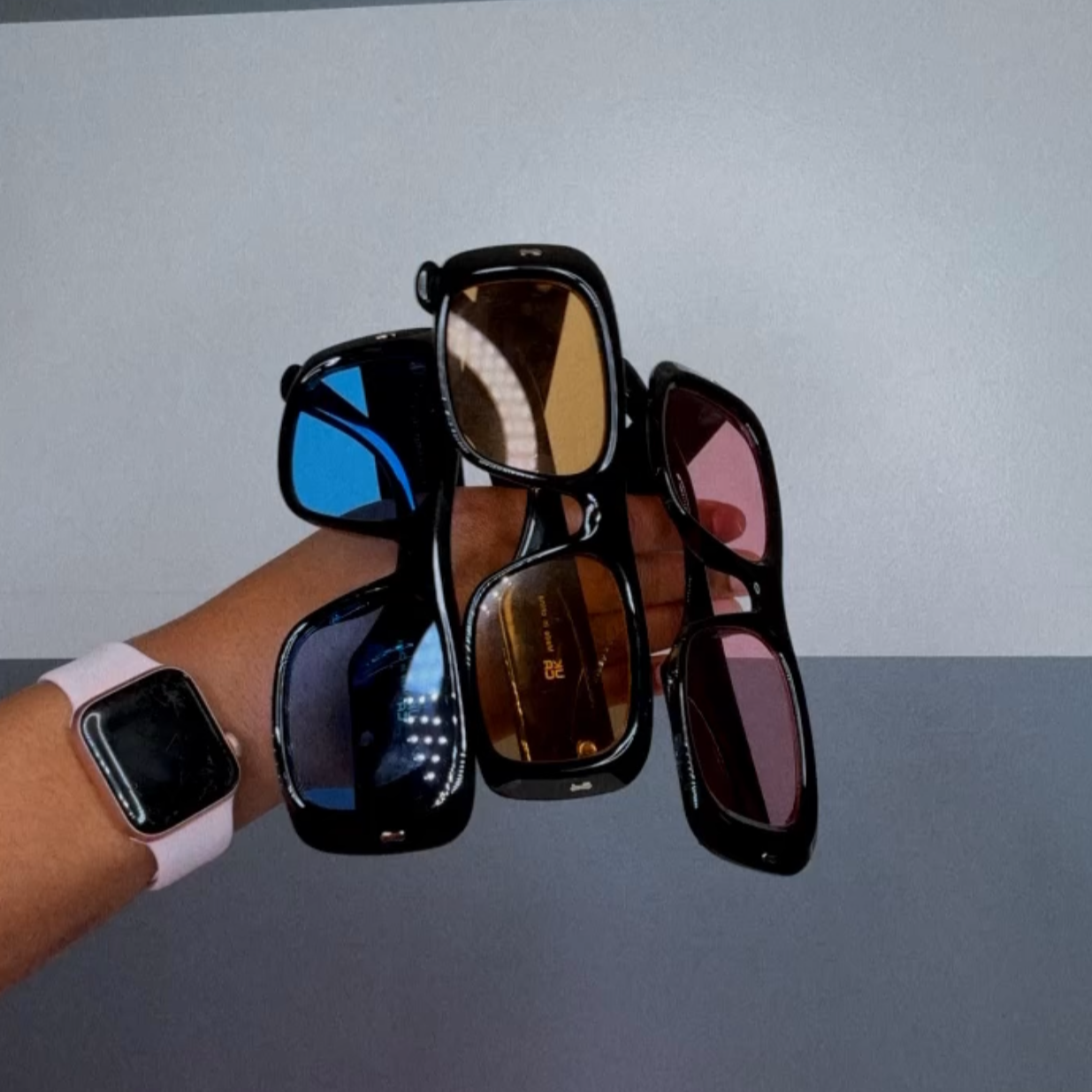 DM low-profile slim sunglasses in pink with UV protection lenses