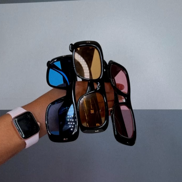 DM low-profile slim sunglasses in pink with UV protection lenses